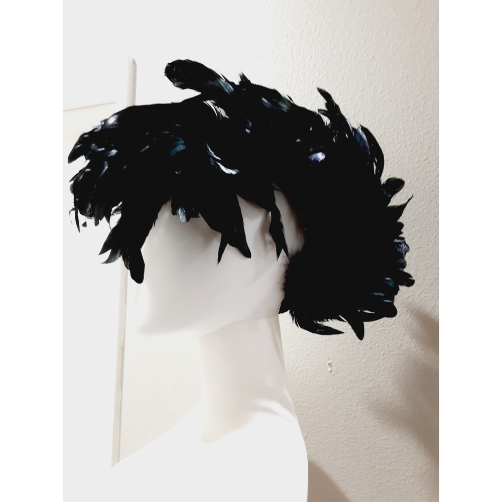 Black Feathers Headpiece Headdress Gothic Steampunk Halloween Costume Statement